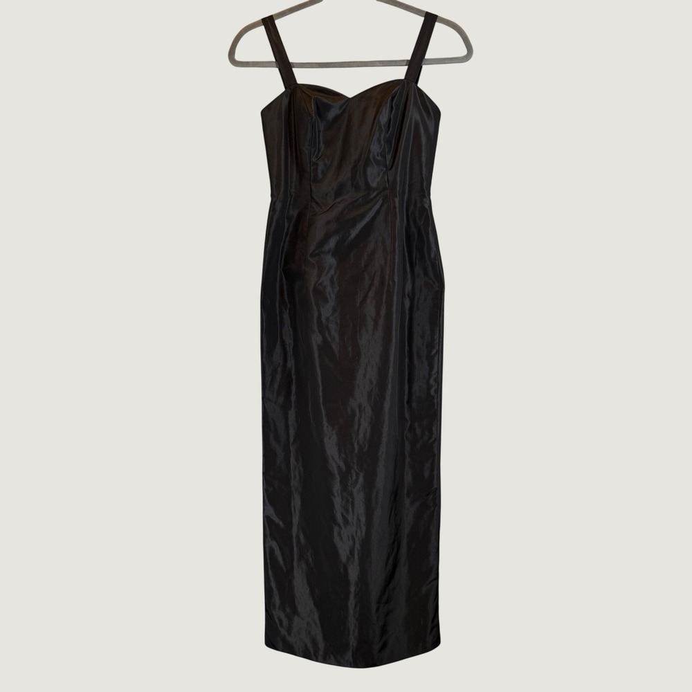 Jade Couture Womens Black Satin Sweetheart Column Evening Gown Maxi Dress Size 8